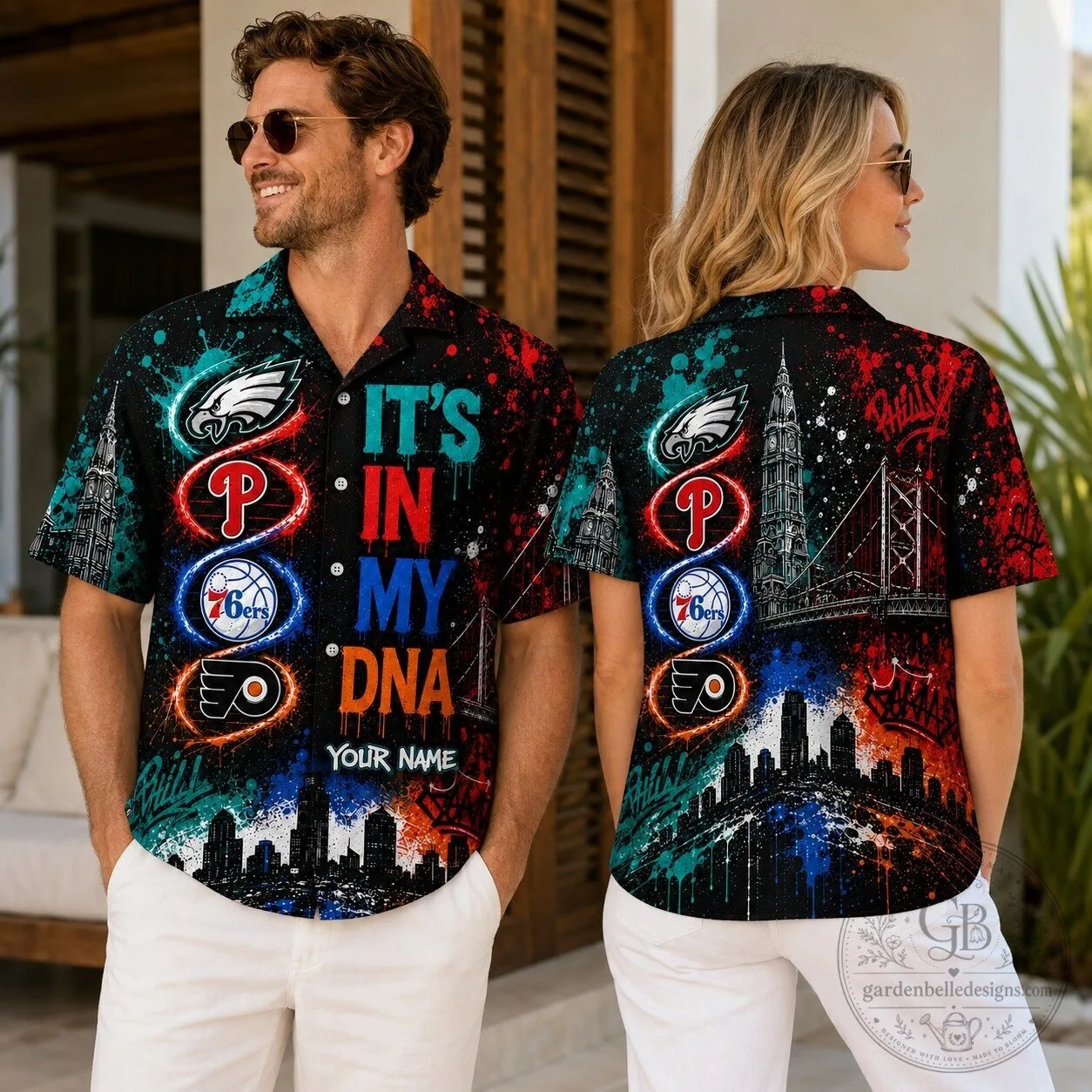 Philadelphia Sports Fan It's In My DNA Custom Name Hawaiian Shirt 11 Philadelphia Sports Fan It