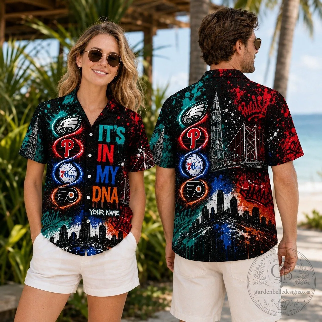 Philadelphia Sports Fan It's In My DNA Custom Name Hawaiian Shirt 14 Philadelphia Sports Fan It