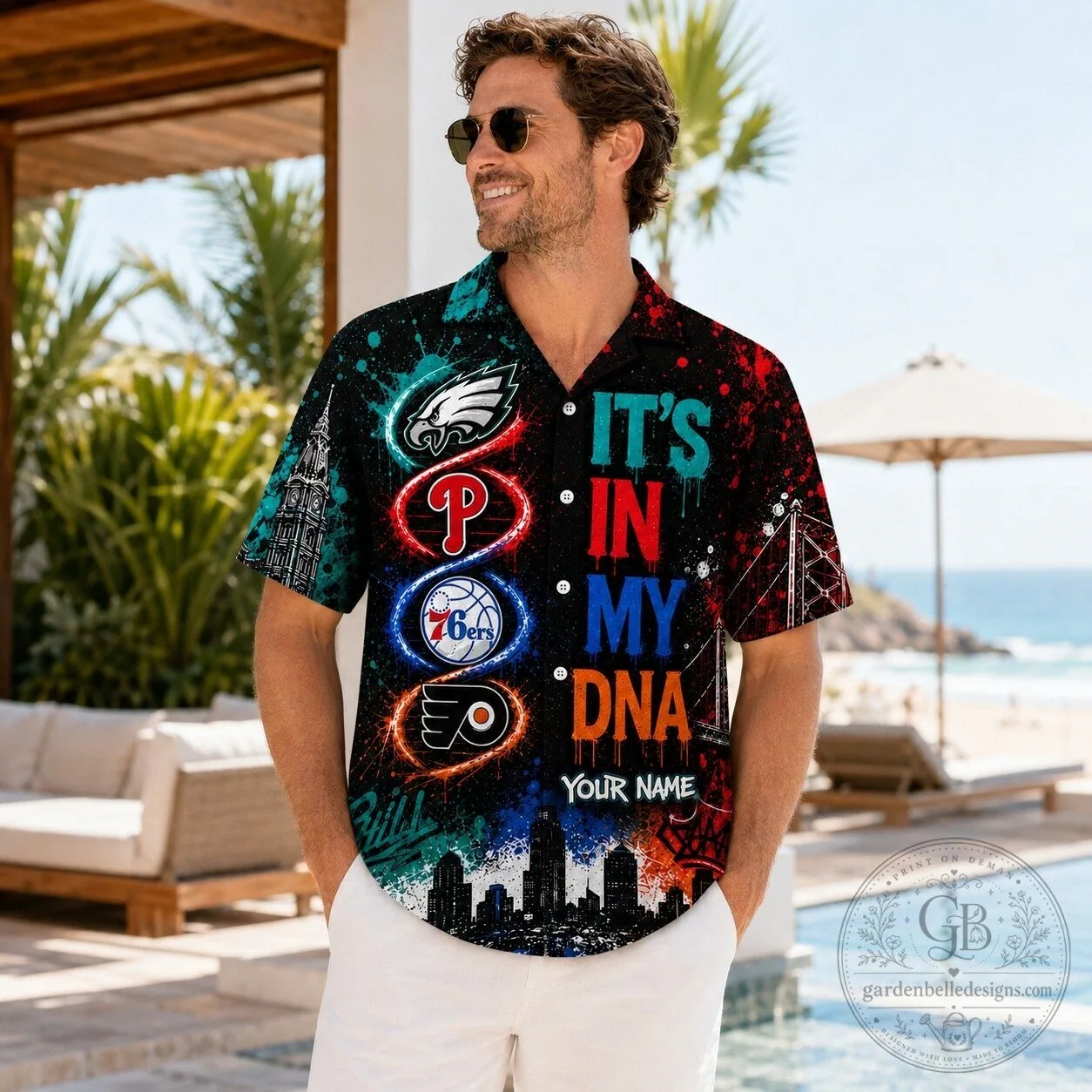 Philadelphia Sports Fan It's In My DNA Custom Name Hawaiian Shirt 17 Philadelphia Sports Fan It