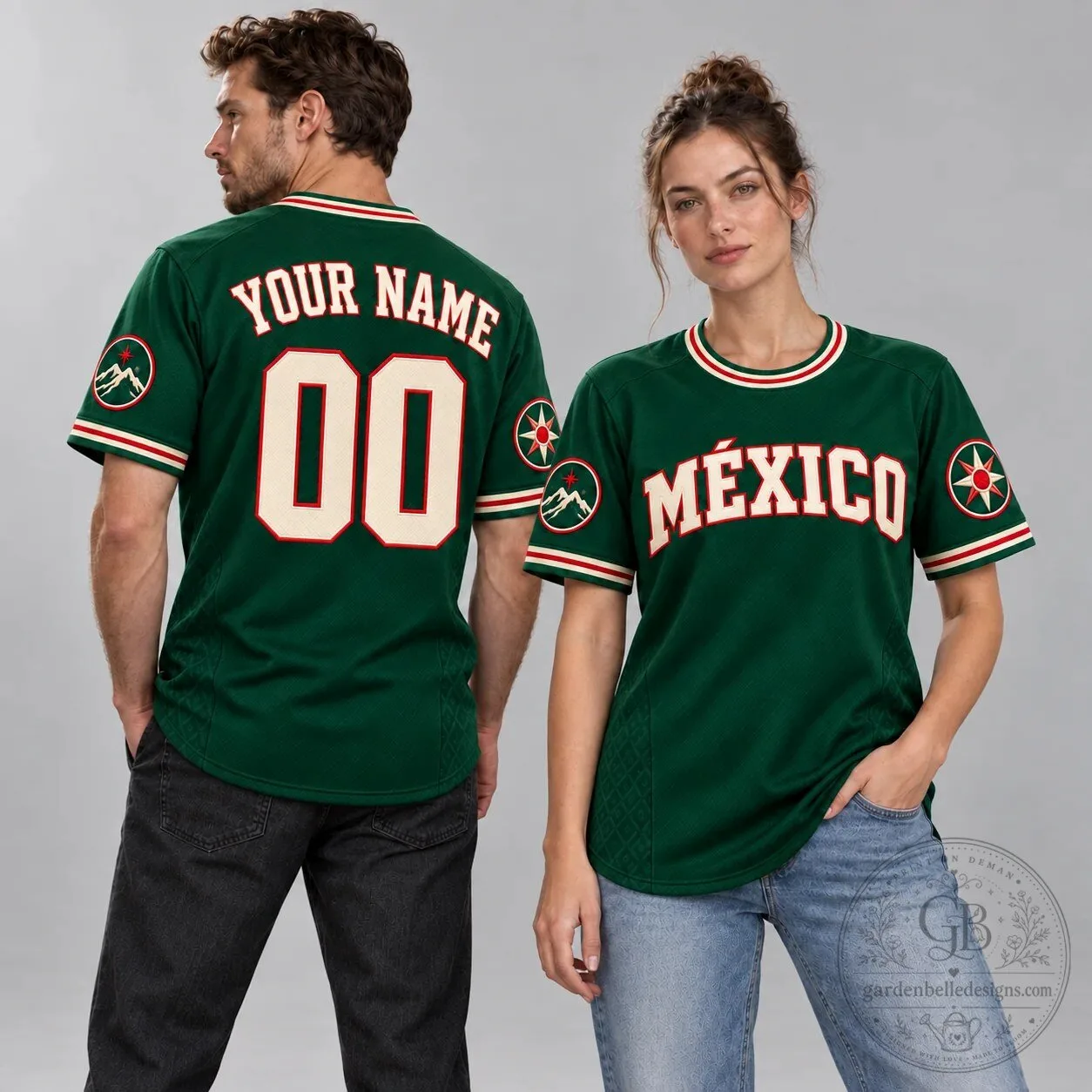 Mexico Land and Sky Custom Embroidered Green Baseball Jersey 11 Mexico Land and Sky Custom Embroidered Green Baseball Jersey
