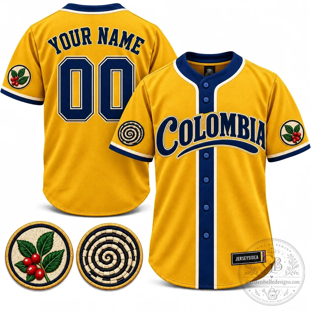 Colombia National Baseball Team Yellow Custom Name And Number Baseball Jersey 4 Colombia National Baseball Team Yellow Custom Name And Number Baseball Jersey