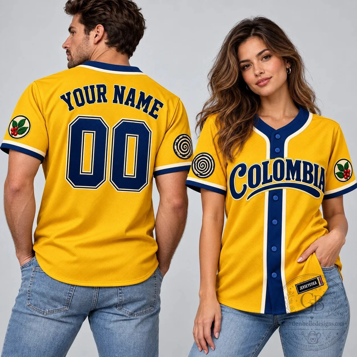 Colombia National Baseball Team Yellow Custom Name And Number Baseball Jersey 9 Colombia National Baseball Team Yellow Custom Name And Number Baseball Jersey