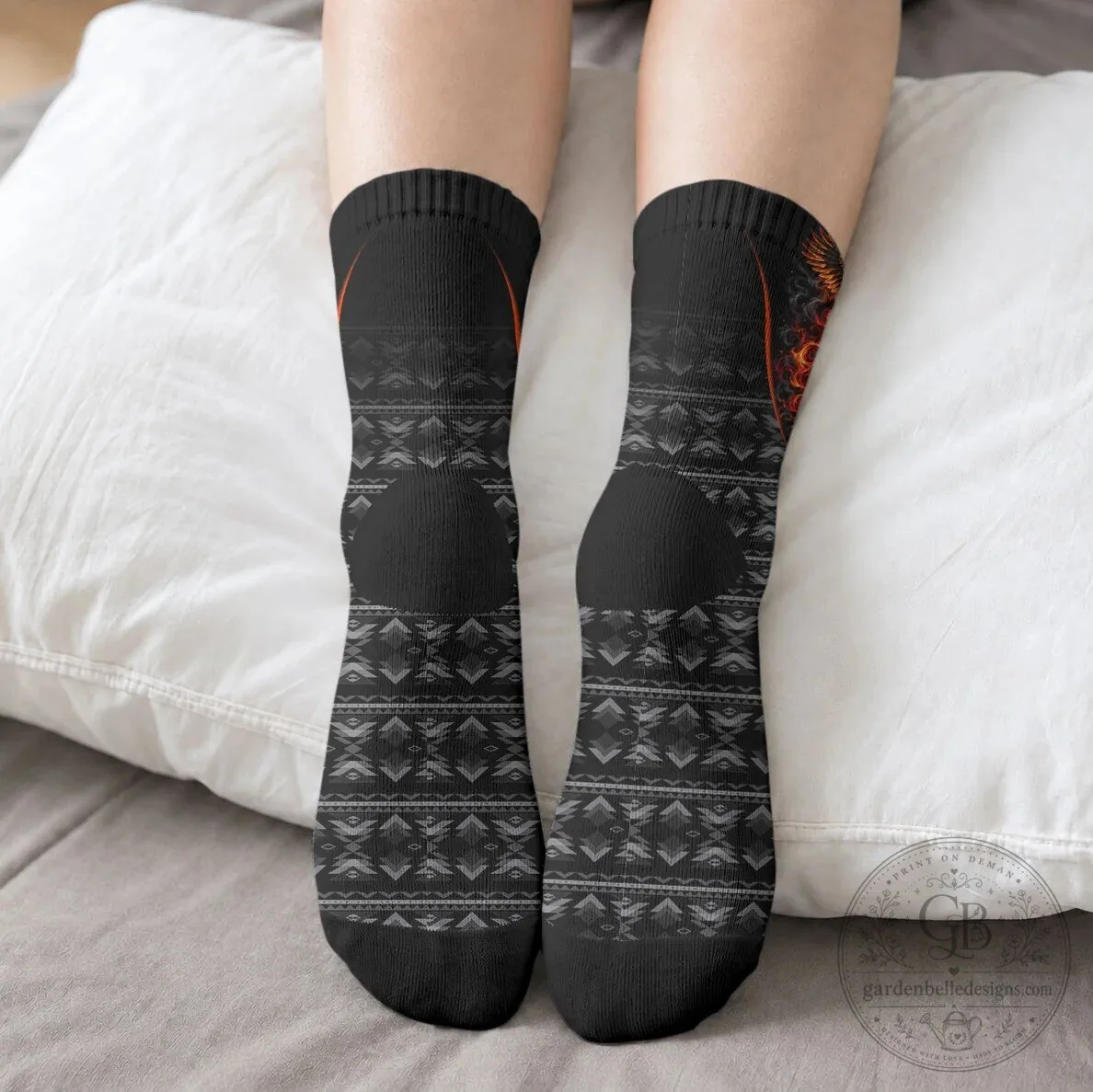 Cherokee Spirit Animals Fiery Tribal Art Native Geometric Patterns Crew Socks 12 Cherokee Spirit Animals Fiery Tribal Art Native Geometric Patterns Crew Socks