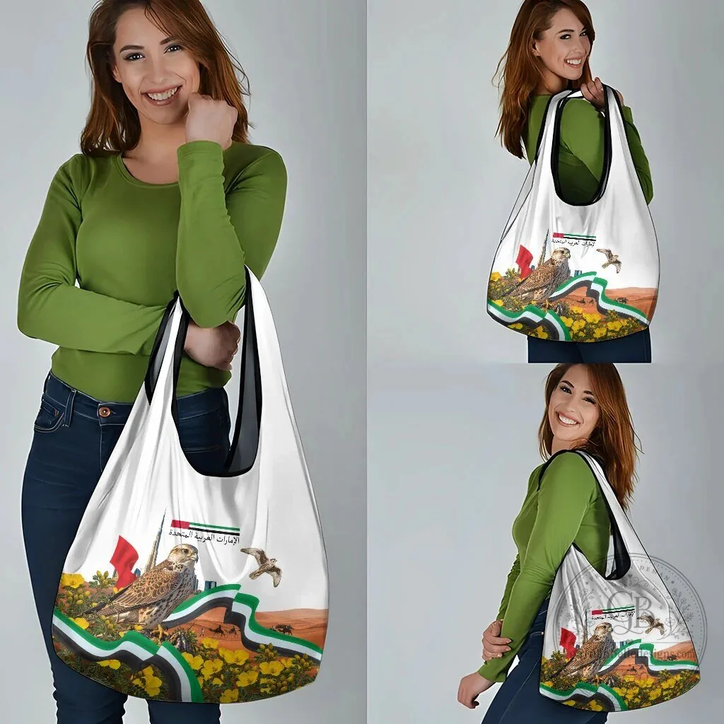 United Arab Emirates National Day Falcon Desert Landscape Reusable Grocery Bag 17 United Arab Emirates National Day Falcon Desert Landscape Reusable Grocery Bag