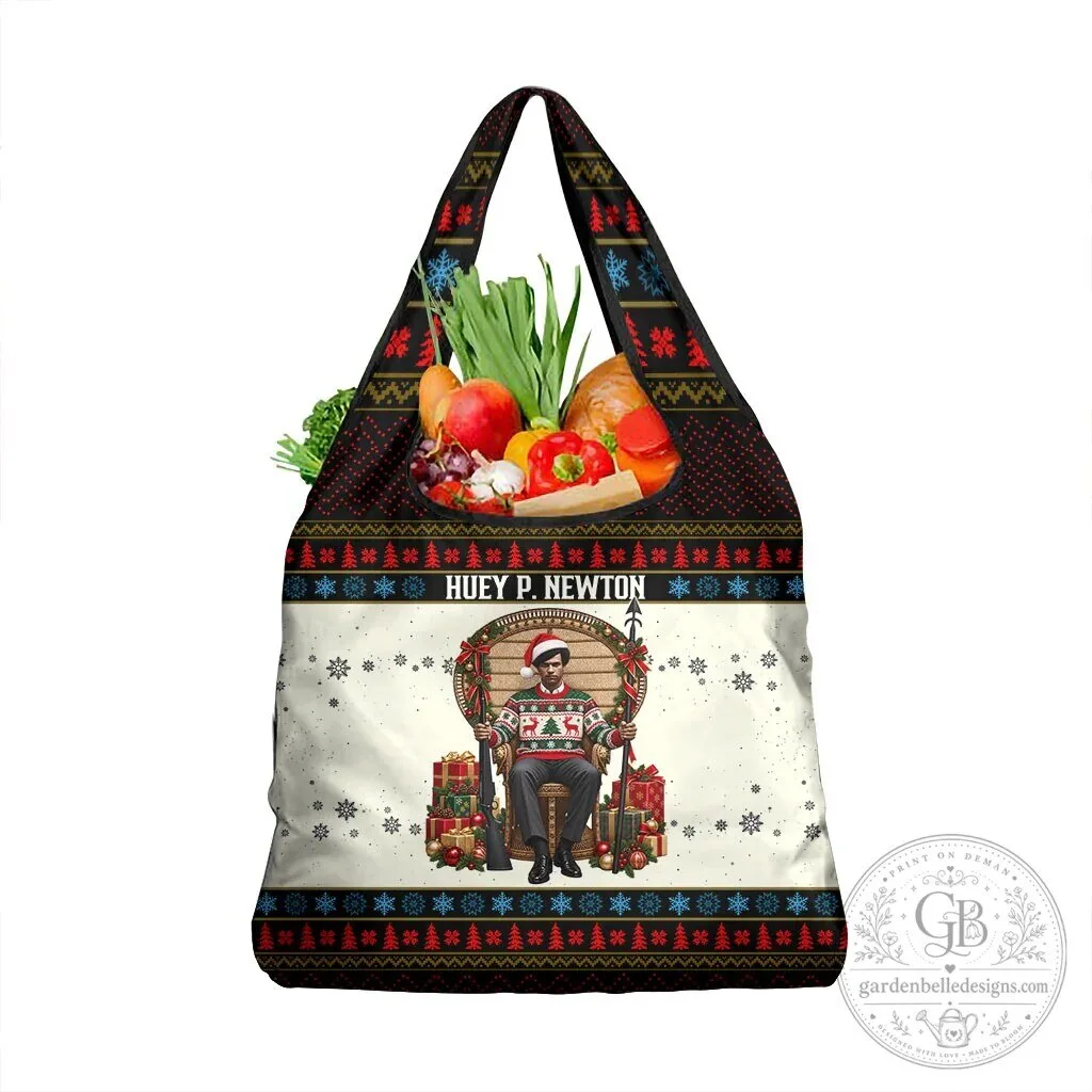 Huey P. Newton Black Panther Christmas Reusable Grocery Shopping Bag 4 Huey P. Newton Black Panther Christmas Reusable Grocery Shopping Bag