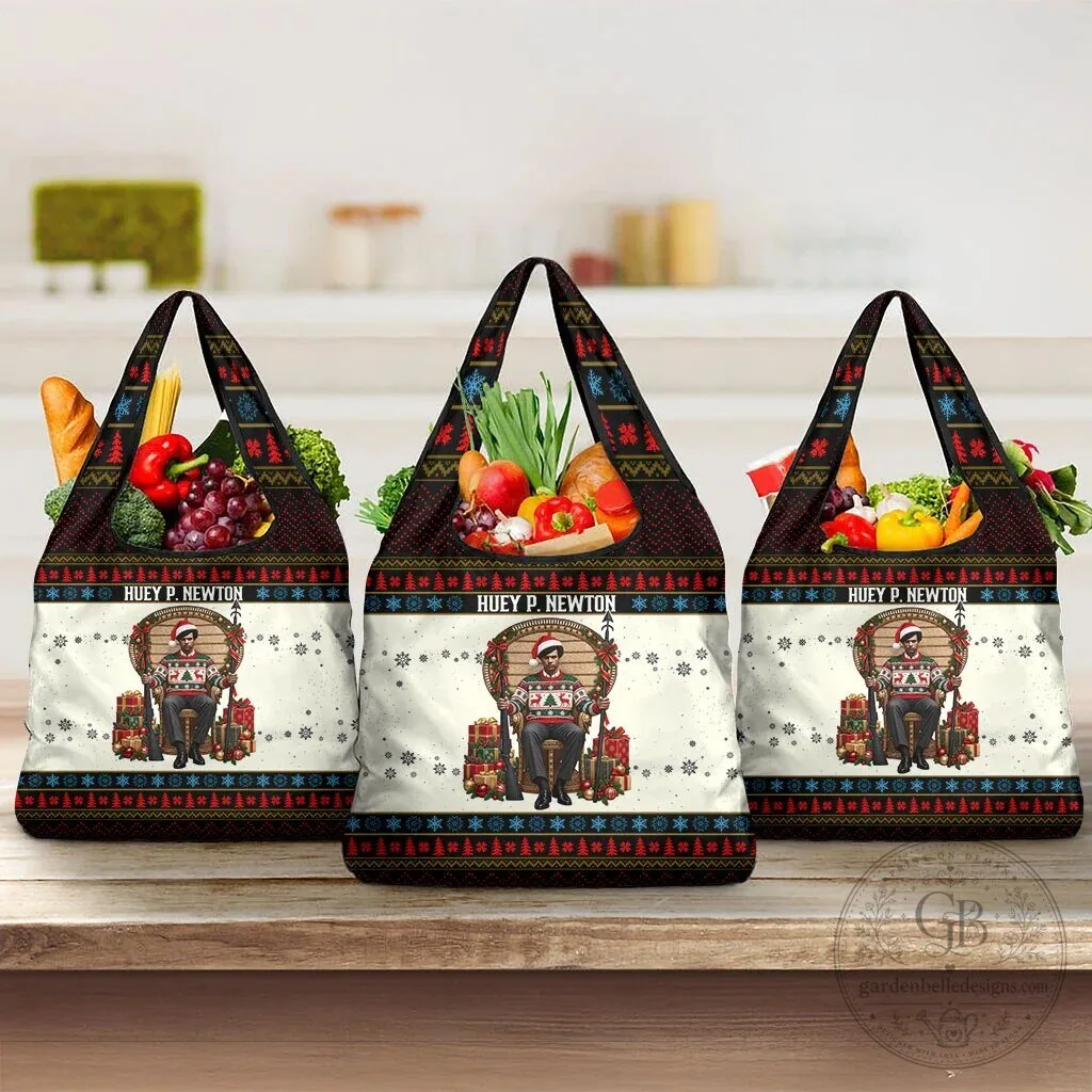 Huey P. Newton Black Panther Christmas Reusable Grocery Shopping Bag 12 Huey P. Newton Black Panther Christmas Reusable Grocery Shopping Bag