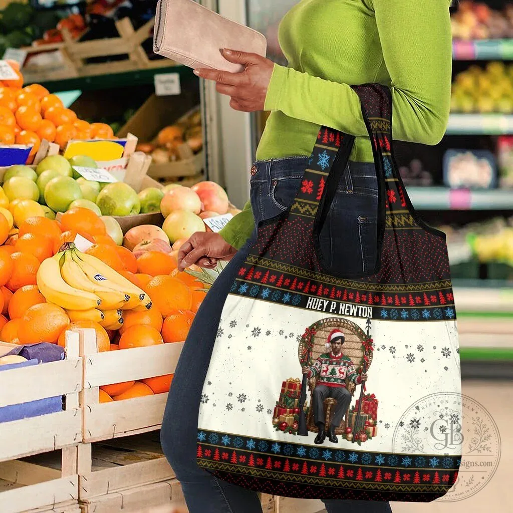 Huey P. Newton Black Panther Christmas Reusable Grocery Shopping Bag 14 Huey P. Newton Black Panther Christmas Reusable Grocery Shopping Bag
