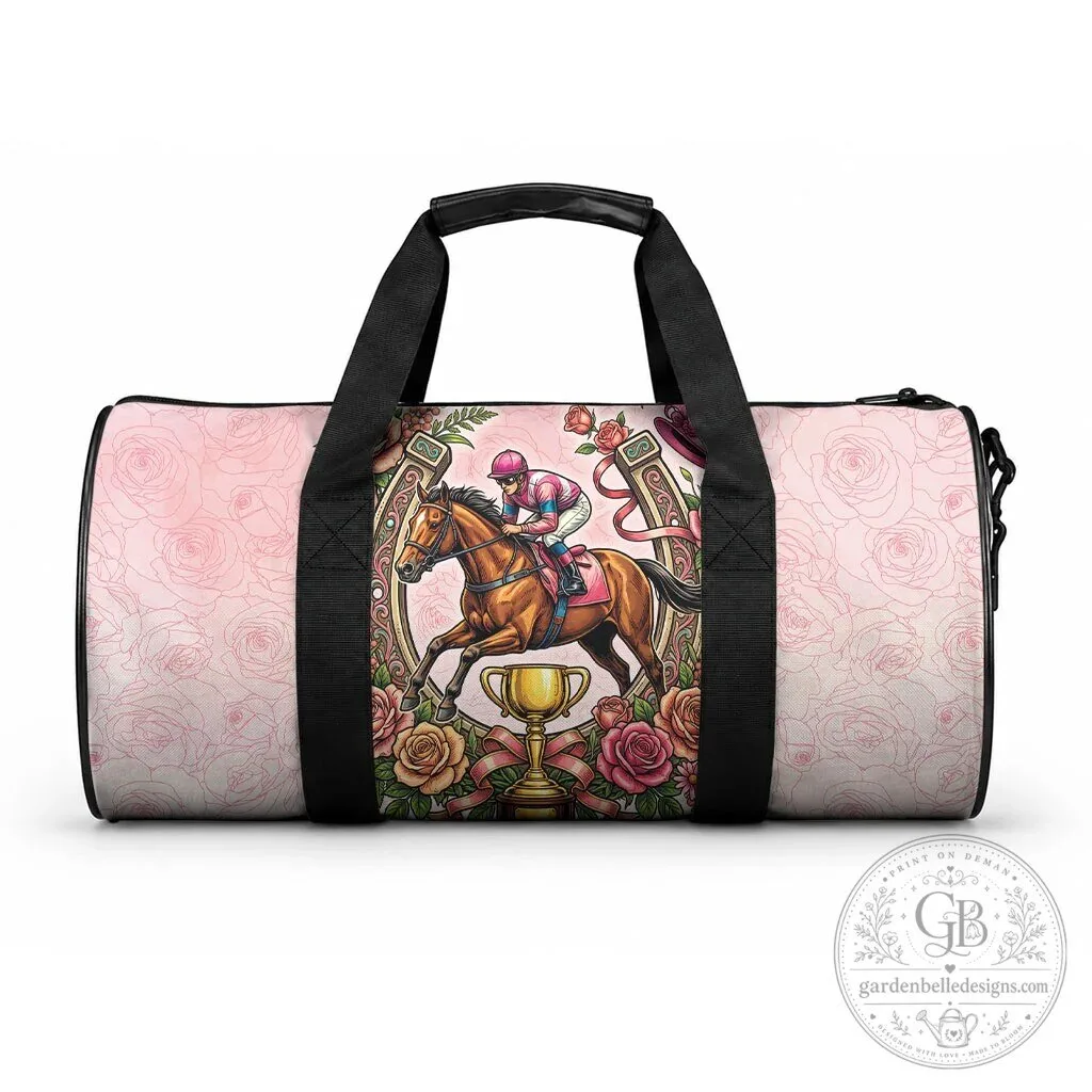Melbourne Horse Race Duffle Bag with Pink Rose Floral Pattern