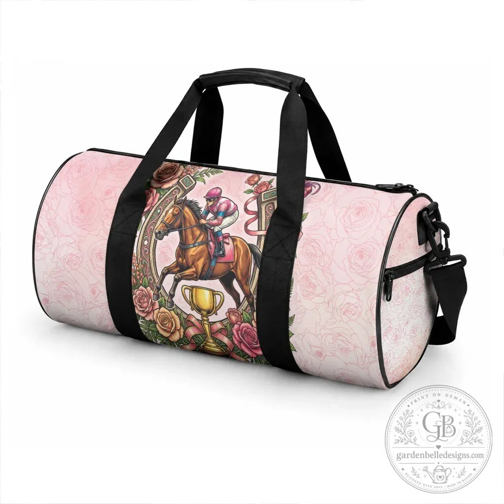 Melbourne Horse Race Duffle Bag with Pink Rose Floral Pattern 7 Melbourne Horse Race Duffle Bag with Pink Rose Floral Pattern