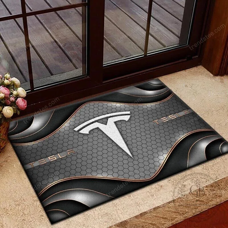 Tesla Motors Company Logo Personalized Welcome Doormat