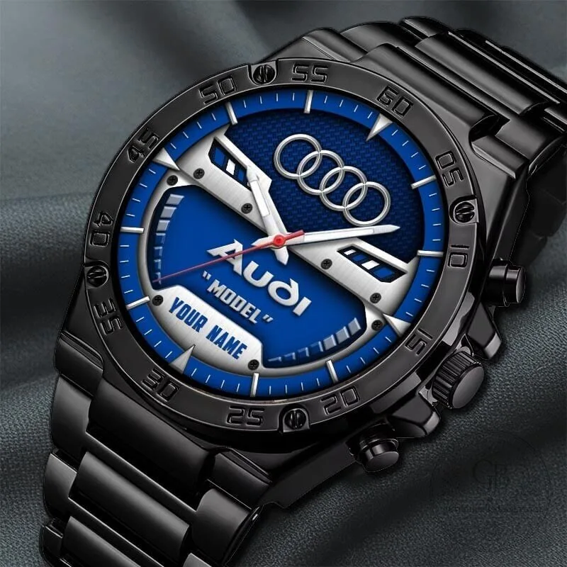 Audi Custom Name Elegant Fashion Design Black Stainless Steel Watch