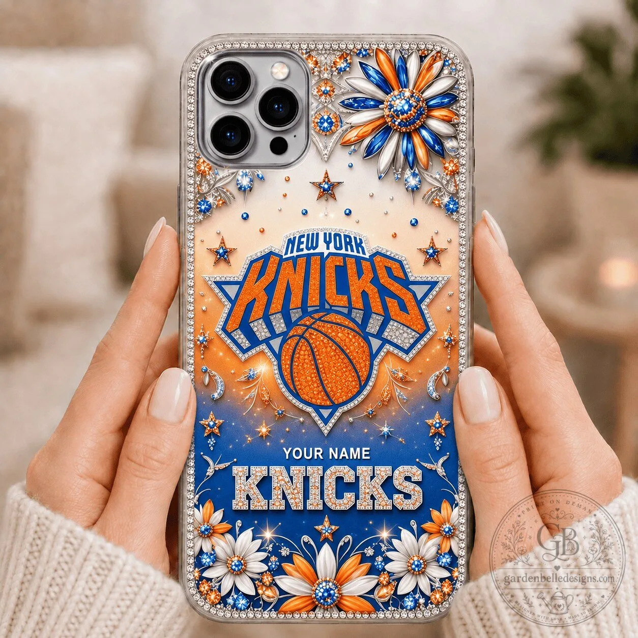 New York Knicks Basketball Team Personalized Rhinestone Phone Case