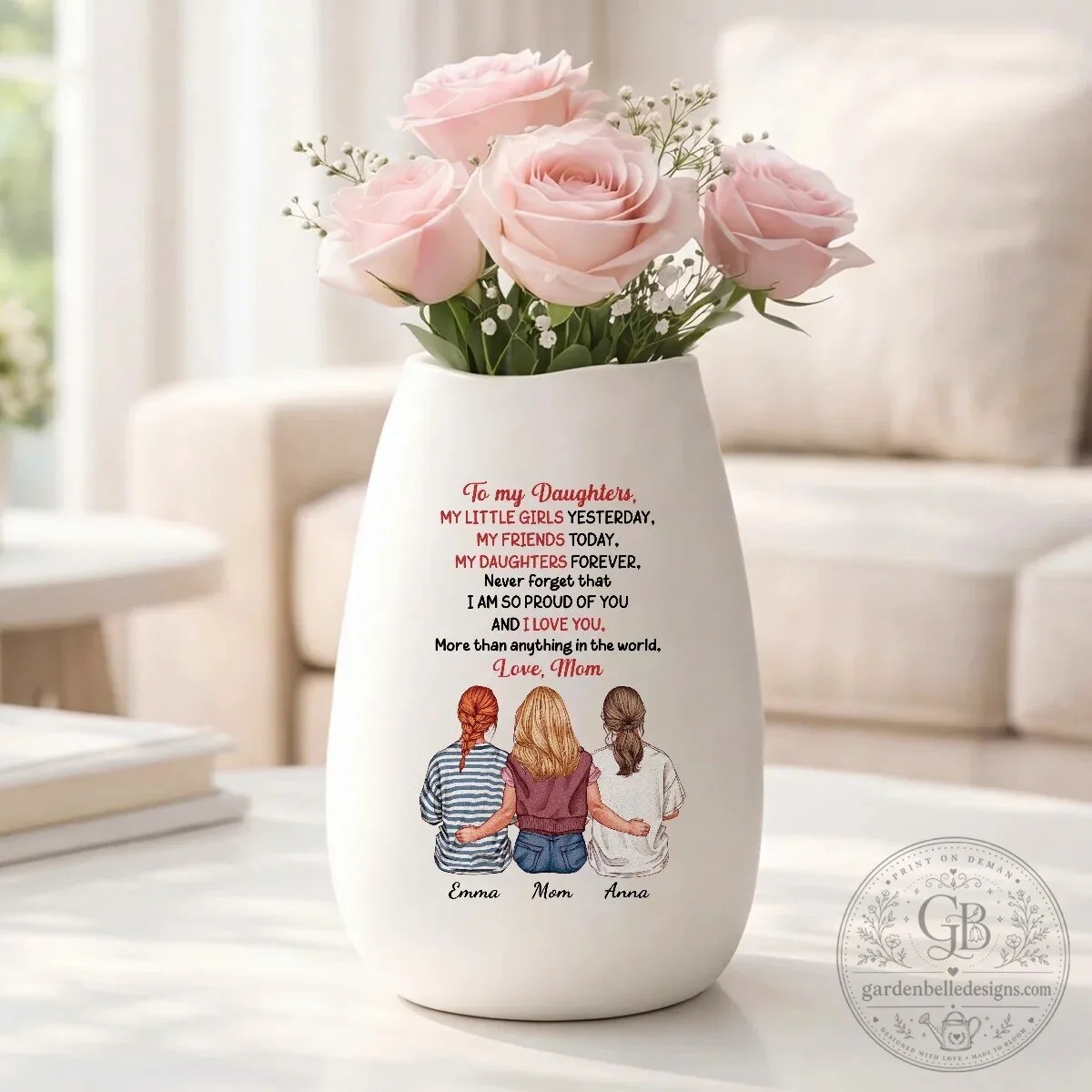 Personalized Daughter and Mom Ceramic Vase, My Little Girl Yesterday My Friend Today, Custom Gift for Daughter from Mom 6 Personalized Daughter and Mom Ceramic Vase, My Little Girl Yesterday My Friend Today, Custom Gift for Daughter from Mom